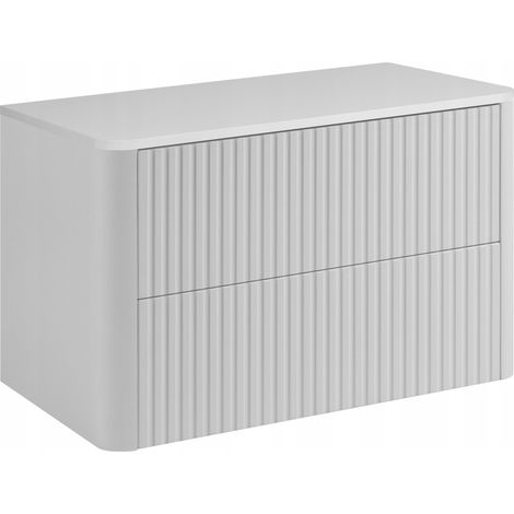 Meuble sous-vasque suspendu LINEA blanc 80 cm avec plan de travail (1/5)