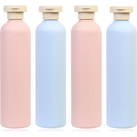 Set da viaggio composto da 4 flaconi ricaricabili da 260 ml per shampoo, bagnoschiuma, cosmetici e accessori da viaggio.