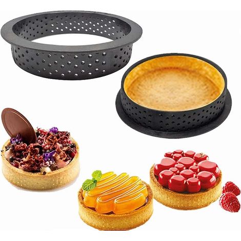 Lot de 8 moules à mini-tartelettes pour la pâtisserie, moules à muffins anglais de 8,9 cm, emporte-pièces ronds pour gâteaux et mousses. (1/5)