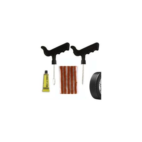 Kit de réparation rapide de pneu – 1 alésoir et 1 bouchon à poignée pistolet – 5 bandes de réparation – Pour automobiles, motos, camions (1/5)