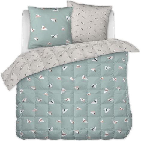 Parure de Lit 240 x 220 cm – Housse de Couette + 2 Taies d’Oreiller – Coton Petits Papiers (1/5)