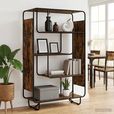 vidaXL Buffet haut Chêne fumé 93.5 x 37.5 x 144 cm Bois d'ingénierie (1/5)