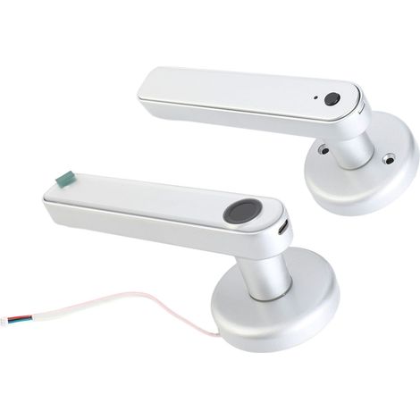 Poignée de porte intelligente, serrure de porte à empreinte digitale avec levier, serrure de porte numérique biométrique adaptée au bureau à domicile, marge de verrouillage 60-70 mm, épaisseur de port (1/5)