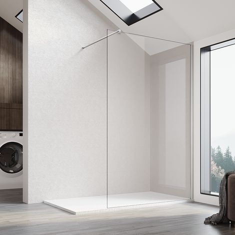 SONNI Duschwände walk in glaswand für dusche,8 mm nano Beschichtung ESG glas Duschabtrennung mit Stabilisator 120x200cm (1/5)
