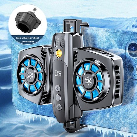 Usb Mobile Cooler Semiconductor Dual Cooling Fan Radiator Smart Phone Temperature Display Radiator Mobile Player Cooler (1/5)