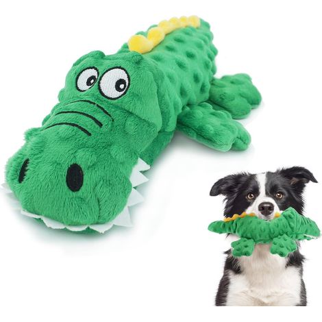 Jouets Sonores en Peluche, Jouets à Couinement pour Chiens, Crocodile Jouets à Mâcher Sécuritaires, pour Chiot, Chiens de Petite et Moyenne Taille, Vert (1/5)