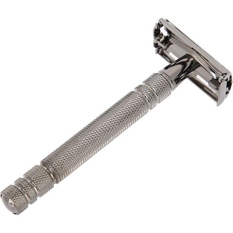 Rasoir de sécurité homme double lame, coupe-barbe classique manuel, rasoir à main vintage pour rasage précis. (1/5)