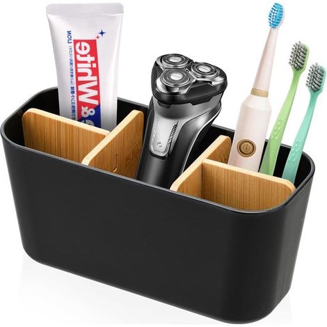 Zahnbürstenhalter aus Bambus – Badezimmer-Organizer – 1 Stück – Naturmaterial (1/5)