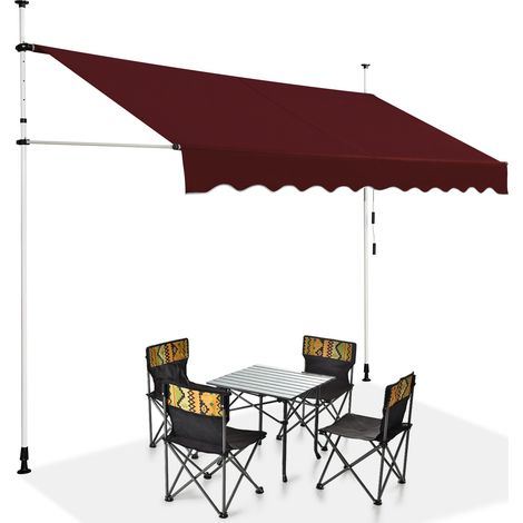 Tenda da sole telescopica e retrattile, Tenda parasole resistente ai raggi UV impermeabile 300 x 120 cm Rosso (1/4)