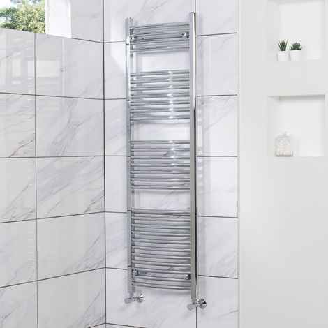 Curved Heated Towel Rail Radiator Bathroom Central Heating Ladder Warmer Rad 1500x450mm Chrome (1/6)