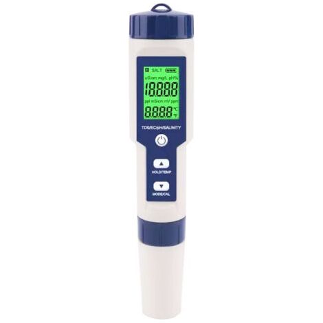 Pool-Salzgehalt-Tester, 5-in-1-Digital-Meerwasser-Salzgehalt-Tester, IP67-wasserdichtes Testkit
