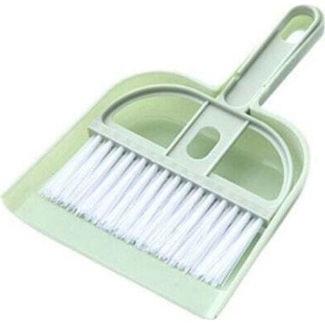 (Verde) Piccola scopa e paletta per la casa. Mini palette con set di spazzole.