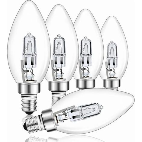 Ampoule halogène E14 42 W à intensité variable, ampoule halogène C35 transparente, blanc chaud 2700 K, ampoule à vis E14 pou SANPIE (1/4)
