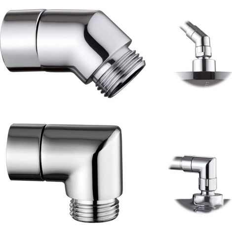 Adaptateur de pommeau de douche coudé 90°/135°, douchette de salle de bain, adaptateur de pommeau de douche en laiton pour pommeau de douche universel 1/2 pouce (cuivre) (1/5)