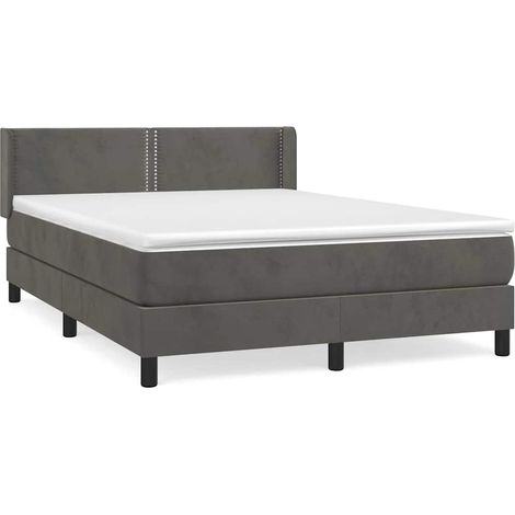 Maison Exclusive - Giroletto a Molle con Materasso Grigio Scuro 140x200 cm Velluto (1/5)