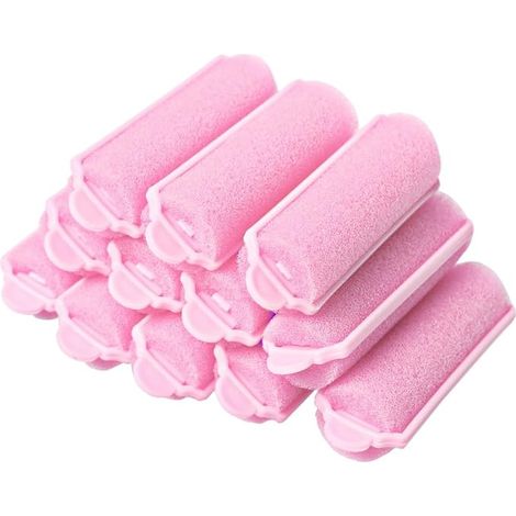 Rouleaux de cheveux en éponge douce, 12 pièces roses, outil de bouclage à faire soi-même