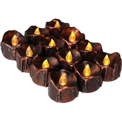 Lot de 12 bougies d'Halloween sans flamme, à effet scintillant, pour la décoration d'Halloween, de Noël et de la maison (Style 1) (1/5)