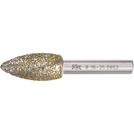 PFERD Diamant-Schleifstift Flammenform 16x35x8 mm D852 zum Schleifen von Grau-und Sphäroguss (1/2)
