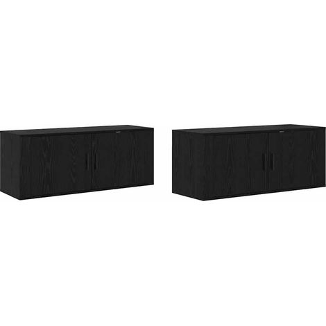 Ensemble de meuble TV mural 2 pcs,Banc Tv Moderne,Meuble De Rangement Chêne noir 100 x 34,5 x 40 cm CFW44164 (1/5)