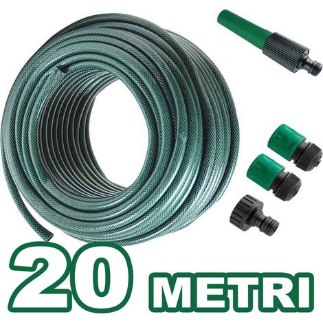 TrAdE Shop Traesio - Tubo Per Irrigazione Da Giardino Lungo 20 Metri Con 4 Accessori Da 1/2" Verde -