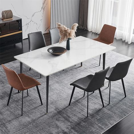Mesa Comedor Mármol de Cocina: Mesa Rectangular con Patas de Metal Nortica 120 x 70 x76 cm UNHO, Bentley Blanco