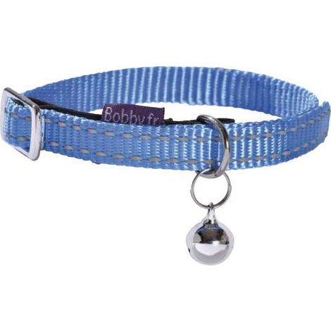 Collare in nylon blu con campanello modello Chat per gatti