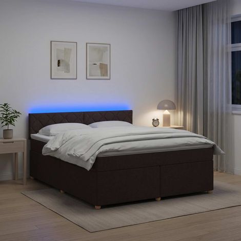 vidaXL Lit boxspring avec matelas Marron foncé 140 x 190 cm Tissu (1/5)