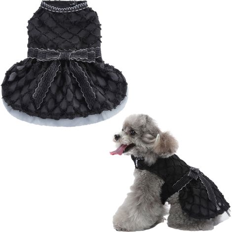 1 robe pour chien et chat, noir, polyester, pour Noël mariage anniversaire déguisement, avec nœud papillon (1/5)