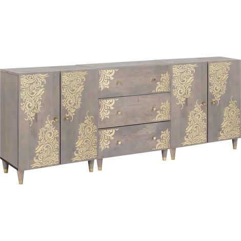 Badezimmerschrank-Set 3 pcs Grau und Gold 180 x 33 x 75 cm