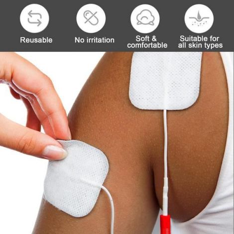 20pcs TENS Électrodes Carrées 5 x 5cm Patch Électrodes Adhésives Pigtail Réutilisables pour Electrostimulateur Musculaire (1/4)
