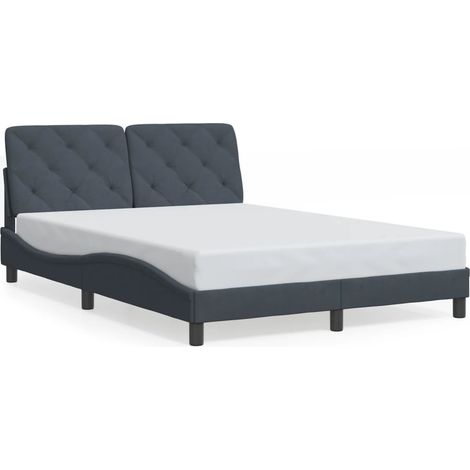 Lit double,Lit adulte,Cadre de lit sans matelas gris foncé 140x190 cm velours CFW5167376 (1/5)