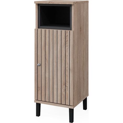Meuble de rangement de salle de bain Aquis, Sonoma, 30 x 86.8 cm avec porte et compartiment ouvert, Vicco (1/5)