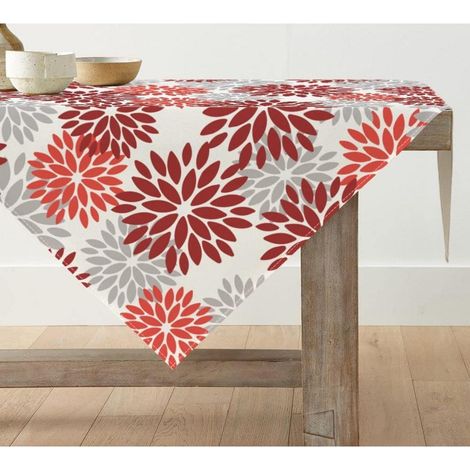 Tischdecke 85x85 cm Blumen Rot Dahlien Sommer Küche Dekoration Polyester