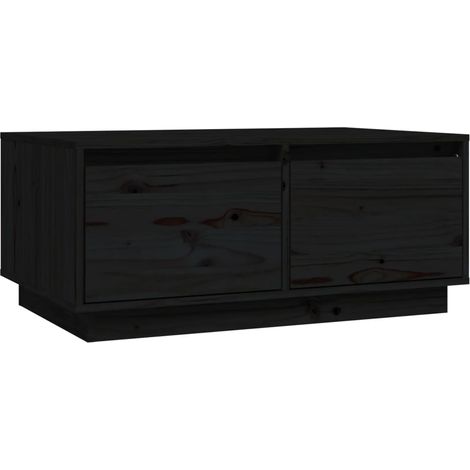 Tavolino con cassetti, design moderno e contemporaneo, 80 x 50 x 35 cm, legno massello di pino nero DEC039760