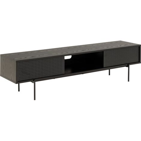 Meuble TV 2 portes coulissantes et 1 niche design industriel ARIA (1/3)