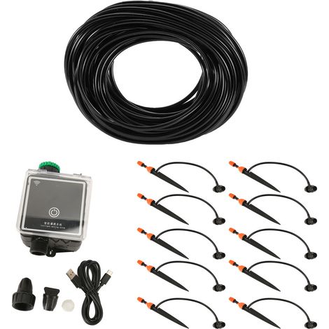 Kit d'irrigation goutte-à-goutte WiFi programmable USB 5V avec minuterie, système d'arrosage ajustable pour jardin balcon 10m (1/5)