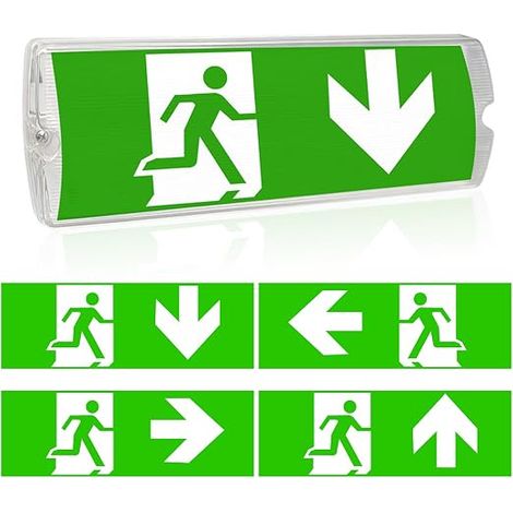 LED Emergency Sign Emergency Light Waterproof Emergency Exit Sign Interchangeable Safety Pictograms Automatic Charging (1/5)