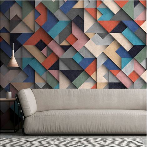 Sfondo fotografico Profhome 382871 Carta da parati TNT goffrata a caldo liscia 3D opaca blu rosa rosso beige 3,71 m x 2,8 m (1/4)