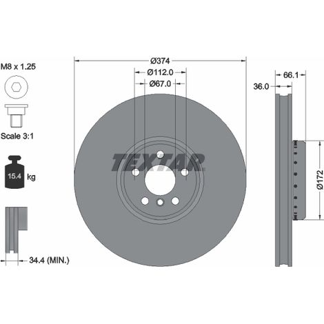 Disque de frein Textar 92290325 BMW 34106880077 34116875283 6875283 6880077
