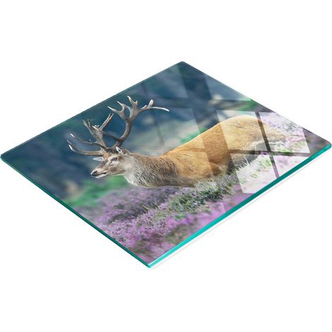Tabla de cortar decorativa de cristal para cocina con diseño de ciervo en color lavanda, 60x52 cm. (1/5)