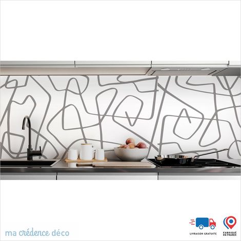 Crédence : Lignes fluides - Couleur Gris platine - Alu composite - 60 - 120 (1/3)