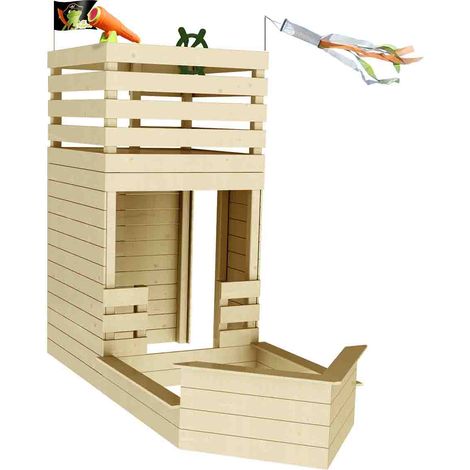 SOULET - Casita Infantil de Madera en Forma de Barco Pirata con Arenero  Torre de Escalada y Accesorios  Para Niños de 3 a 12 Años (1/5)