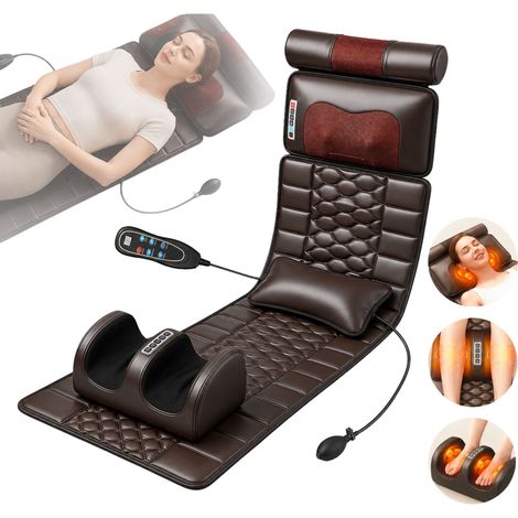 Tapis de massage pour tout le corps avec chaleur, Tapis De Massage Corps, 36W, 5 modes 3 niveaux, pour masseur cou taille épaule dos