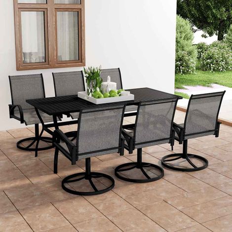 vidaXL Juego de comedor de jardín 7 piezas textilene y acero (1/5)