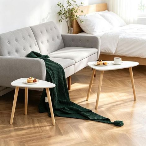 Table basse ensemble de 2 tables design scandinave plateau extensible modulaire table gigogne (1/5)