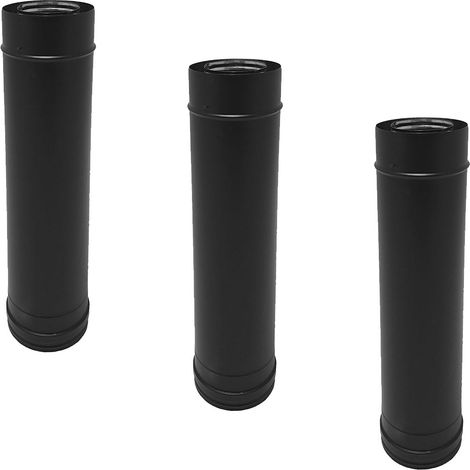 Lot de 3 TDI Conduit concentrique en acier inoxydable polycombustible Noir longueur 50 cm Ø80-125 (1/3)