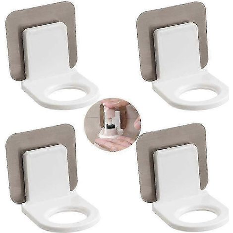 Support pour flacon distributeur à pompe, support suspendu pour gel hydroalcoolique, autocollant mural, porte-flacon de gel douche, crochet pour désinfectant, lot de 4 [jkw] (1/5)
