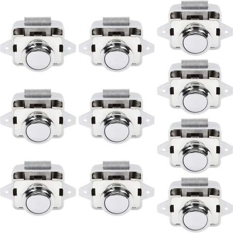 10Pcs Serrure de Sécurité Bouton Poussoir Armoire Porte pour Camping-car Caravane Argent (1/5)