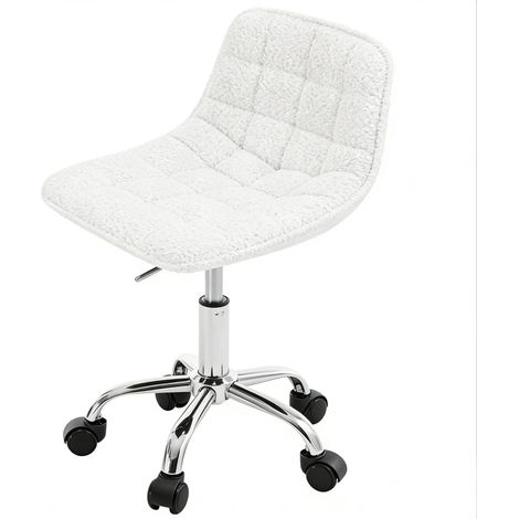 CHICFURN Silla de oficina ergonómica 43 x 43 x 67,5 cm en chenilla blanca, regulable (1/5)