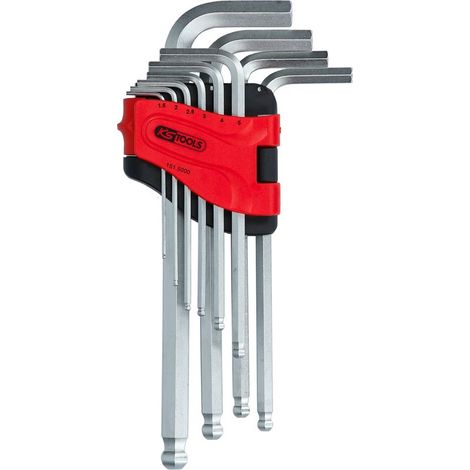 KS Tools - Jeu de 10 clés mâles longues coudées 6 pans et tête sphérique, 1,5 à 10 mm - 151.5000 (1/2)